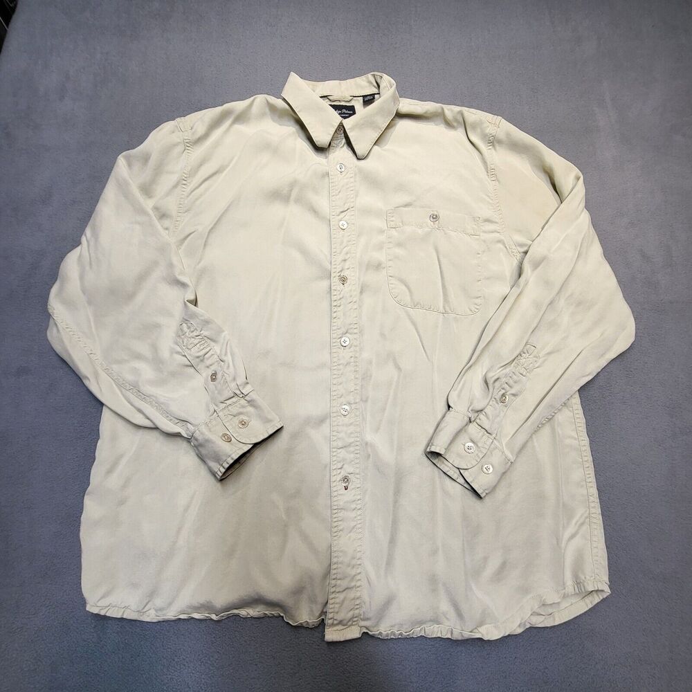 Indigo Palms Shirt Mens XL Beige Long Sleeve Button Up